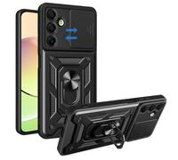 SUPRIZEBOX Slide Lens Armour Case for Samsung Galaxy A16 4G/5G - Shockproof Military-Grade Drop Protection TPU + Hard PC Cover, Sliding Camera Protector, Scratch-Resistant & Built-In Ring Stand-Black