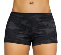 SUPRNOWA Boy Cut Low Rise Booty Shorts - Spandex Active Dance Yoga Workout Fitness for Women, Gray Camo, L