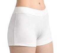 SUPRNOWA Low Rise Boy Cut Shorts for Women Athletic Spandex Gym Workout Booty Volleyball Yoga Dance Shorts (White, L)