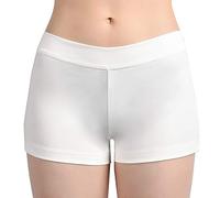 SUPRNOWA Low Rise Boy Cut Shorts for Women Athletic Spandex Gym Workout Booty Volleyball Yoga Dance Shorts (White, S)