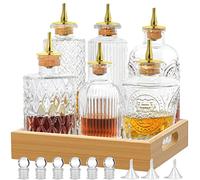 SuproBarware Bitters Bottle for Cocktail Set of 6 Glass Bottle with Display Tray Vantage Decorative Bottles Perfect for Bartender, Home Bar, Cocktail