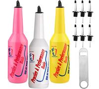 SuproBarware Flair Bottle Set of 3 - Cocktail Shaker, Training Bottle, 25oz/750ml (White, Pink, Yellow)