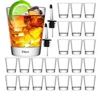SuproBarware Shot Glasses Set of 24 Bulk Glass Cups 2oz/60ml Clear Round Rock Shot Glass for Cocktails, Vodka, Espressos, Liqueurs, Tequila, Rum, Wine and Desserts