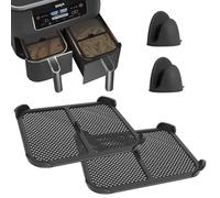 SupRovare Pack of 2 Splash Guards, Silicone Splash Guards, Reusable Splash Guards for Ninja Foodi AF400EU and AF451EU, Protects Heating Coils and Effective Grease Splash Protection (Black)