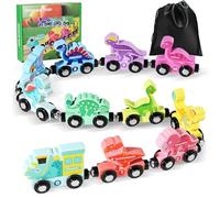 SupRovare Wooden Magnetic Dinosaur Train Set for Kids - Montessori Educational Toys for 2 3 4 Year Olds Boys Girls, Easter Birthday Gifts