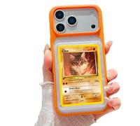 SUPRPETRIX Card/Photo Display Phone Case for iPhone | TCG/Picture Display Top Loaders & Sleeves | Compatible Pokemon Cards, Sports, One Piece, Magic (Orange, iPhone 17)