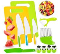SUPRROW 12 Pieces Kids Kitchen Knife Set, Toddler Cutting Set, Kids Cutting Knife Kids Knife Set for Chopping Toddler Plastic Children Cooking Knives with Potato Slicer Cutting Board