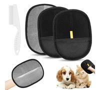 SUPRROW 2PCS Electrostatic Pet Hair Remover Glove, Reusable Static Removal Gloves Pet Hair, Double Pet Hair Removal Mitt with Comb Pet Grooming Gloves for Cat Dogs Washing, Deshedding