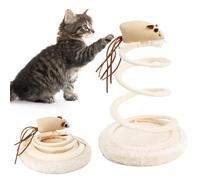 SUPRROW Interactive Cat Toy, Spiral Spring with Plush Mouse, Portable Toy for Indoor Use