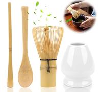 SUPRROW Matcha Set, Japanese Matcha Whisk Set, Traditional Bamboo Matcha Whisk, Spoon, Holder, Brown