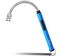 SUPRUS Candle Lighter, Electric Arc Lighter, Triple Safety Lighter, Stainless Steel Housing & Hanging Hook with 360° Flexible Neck (Blue)