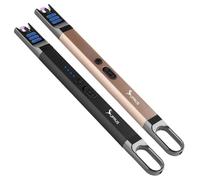 SUPRUS Electric Arc Lighter Windproof Flameless USB Rechargeable Lighter with LED Light for Candle Camping BBQ Cooking (Black+Champagne Gold)
