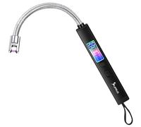 SUPRUS Electric Candle Lighter Windproof Rechargeable USB-C with Digital Battery Display Ambient Lighting Safety Switch 360° Flexible Neck Flameless Plasma