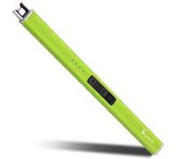 SUPRUS Fluorescent Lighter Glows in Dark Arc Windproof Flameless USB Rechargeable Lighter with Safety Lock for Candle BBQ Camping Party (Yellow)