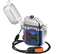 SUPRUS Luminous Lighter 3 Modes of Flashlight Windproof Waterproof Electric Lighters Rechargeable Dual Arc Plasma Lighter with Survival Emergency Whistle and Lanyard