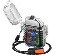 SUPRUS Luminous Lighter, 3 Modes of Torch, Windproof Waterproof Lighter, Electric Lighters, Rechargeable Dual Arc Plasma Lighter with Survival Emergency Whistle and Lanyard
