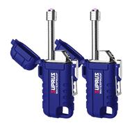 SUPRUS Waterproof Lighter Windproof Lighter Arc Plasma Lighters USB-C Rechargeable with Expandable and Flexible Neck for Outdoor, Camping & Kitchen (Blue, 2Packs)