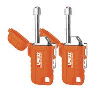 SUPRUS Waterproof Lighter Windproof Lighter Arc Plasma Lighters USB-C Rechargeable with Expandable and Flexible Neck for Outdoor, Camping & Kitchen (Orange, 2Packs)