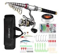 SupsShop Fishing Rod Reel Combo Full Kit Telescopic Fishing Pole Set Spinning Reel Line Lures Hooks and Fishing Carrier Bag Saltwater Freshwater Fishing Gear for Kids Adults Professional (1.8M/5.9FT)