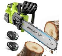 Supstable 12 Inch Cordless Chainsaw with 2×4000mAh Batteries, Brushless Motor, Lightweight Electric Chain Saws with Auto Oiling, Tool-Free Tensioning, Ideal for Garden Wood Cutting & Seniors Use