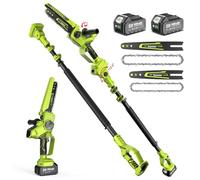 Supstable 2-in-1 Cordless Pole Saw & Mini Chainsaw, Electric Chain Saws 8 Inch & 6 Inch with Auto Oiler, 2 x 4.0Ah Batteries, Tree Trimmer Limb Branch Cutter Pruner with Extension Rod Up to 10FT