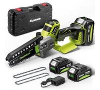 Supstable Mini Chainsaw Cordless 6-inch: Brushless Electric Saw with 2×4000mAh Batteries, Auto Oiler, Handheld Portable Chain Saws for Wood Cutting, Tree Pruning, Gifts for Men Dad Husband Fathers