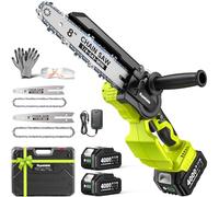 Supstable Mini Chainsaw Cordless 8 Inch & 6 Inch Brushless, Electric Power Chain Saw with 2×4000mAh Batteries, Handheld Portable Wood Pruning Saws for Garden Courtyard Tree Trimming Cutting