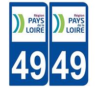 Supstick 2 Car Registration Plate Stickers 49 Pays de la Loire Dark Blue Rounded Corners