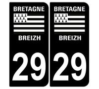 Supstick 2 Car Registration Plate Stickers Dept 29 Brittany Breizh Black Rounded Edges