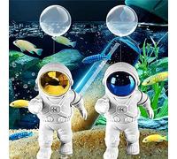 SUPTEC 2-Pack Floating Fish Tank Decorations - Cute Little Astronauts Aquarium Accessories - Suitable for All Kinds of Fish Tanks - Swimming Pool (Blue&Gold)
