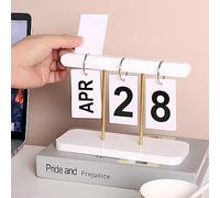 SUPTEC Perpetual Daily Flip Calendar for Desk Reusable Office Desktop Decor Home Accessories Photography Props (White)