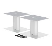 suptek Desktop Speaker Stands Mount Set 157mm for Bookshelf Speakers Bracket, 16.5 x 20cm Metal Tray, Compatible with 3" to 4" Speakers, White SDM003MW