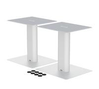 suptek Desktop Speaker Stands Mount Set 256mm for Bookshelf Speakers Bracket, 21.5 x 24cm Metal Tray, Compatible with 5” to 7” Speakers, White SDM003LW