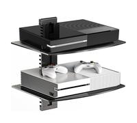 suptek Glass Floating Shelves, TV Wall Mount with Shelf for DVD Player / PS4 / Cable Boxes/Game Consoles/Sky Box/TV Accessories, Media Shelf, Flat