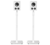 suptek Heavy-Duty Floor Standing Speaker Stands Pair | Anti-Tip Rear Surround Sound Stands for Bose, JBL, Sony | 86-113cm Height Adjustable, 10kg Capacity, Tool-Free Assembly, White (SFM001W)