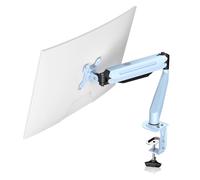 Suptek Single Monitor Arm Gas Spring, Monitor Arm Desk Mount for 17-32" Monitors up to 10kg, Tool Free Height Adjustable Screen Arm with Tilt Swivel Rotation, VESA 75/100mm, C-clamp/Grommet Options