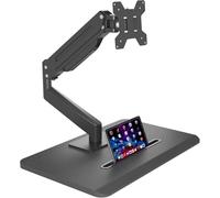 suptek Single Monitor Mount Gas Spring Monitor Arm Desk Stand with Base, Free Standing Pneumatic Height Adjustable Monitor Stand for 17 to 32 inch Monitor, Holds up to 10kg, Black ML8
