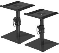 suptek Speaker Stand Desktop Mount Set, 9.6 x 8.8 inch Trays, Height Adjustment and Tilt, Universal Audio Holders for Computer and Bookshelf Speakers, Compatibility with HiFi Speakers, Black, SDM001T