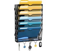 SUPTIDY 7-Tier Mesh Wall File Holder, Hanging Wall File Organizer, Office Organization for Papers, Mails, Folders, Files Clipboard Magazine Rack Assembly Needed,Black 2 Pack