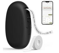 SUPVAN E10 Mini Bluetooth Label Maker Machine with Tape, Continuous Waterproof Label, Versatile App with 40+ Fonts and 600+ Icons, Inkless Labeler for Home, Kitchen, School, Office Organization, Black