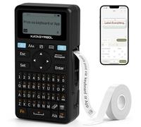 SUPVAN E11 Bluetooth Label Maker Machine with Tape, Support Keyboard & App with 40 Fonts and 450+ Icons, Rechargeable Inkless Labeler for Home, Kitchen, Office, School, Organization, Black