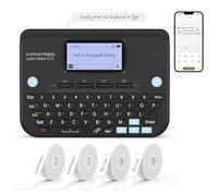 SUPVAN E12 Label Maker Machine with 4 tapes, Supports Keyboard or App, Backlit Screen, Narrow Margin, Type-C Charging, Inkless Label Printer for Office, Home, Kitchen, School Organization, Black