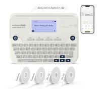 SUPVAN E12 Label Maker Machine with 4 tapes, Supports Keyboard or App, Backlit Screen, Narrow Margin, Type-C Charging, Inkless Label Printer for Office, Home, Kitchen, School Organization, White