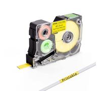 SUPVAN G15M Series Heat Shrink Tubing for Thermal Transfer, φ3.5mm x 2m, Waterproof, High Temperature Resistant & Non-Fading Labels for Outdoors & Indoor, Black on Yellow