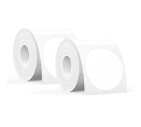 SUPVAN T50M Series Label Maker Tape, 2 Rolls Round Size Φ 50mm 140 Labels/Roll Genuine Laminated Thermal Label Tape Refill, Waterproof Oilproof Highly Adhesive Auto Detect Labels, Black on White