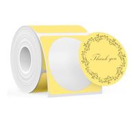 SUPVAN T50M Series Label Maker Tape, Round Size Φ 50mm 140 Labels/Roll Genuine Laminated Thermal Label Tape Refill, Waterproof Oilproof Highly Adhesive Auto Detect Labels, Black on Yellow