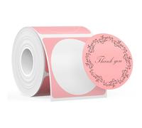 SUPVAN T50M Series Label Maker Tape, Round Size Φ 50mm 140 Labels/Roll Genuine Laminated Thermal Label Tape Refill, Waterproof Oilproof Highly Adhesive Auto Detect Labels, Black on Pink