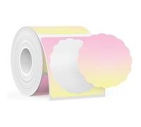 SUPVAN T50M Series Label Maker Tape, Round Size Φ 50mm 140 Labels/Roll Genuine Laminated Thermal Label Tape Refill, Waterproof Oilproof Highly Adhesive Auto Detect Labels, Black on Gradient Pink