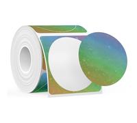 SUPVAN T50M Series Label Maker Tape, Round Size Φ 50mm 140 Labels/Roll Genuine Laminated Thermal Label Tape Refill, Waterproof Oilproof Highly Adhesive Auto Detect Labels, Black on Galaxy Gradient