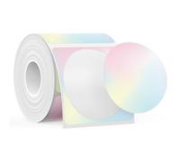 SUPVAN T50M Series Label Maker Tape, Round Size Φ 50mm 140 Labels/Roll Genuine Laminated Thermal Label Tape Refill, Waterproof Oilproof Highly Adhesive Auto Detect Labels, Black on Gradient Multicolor